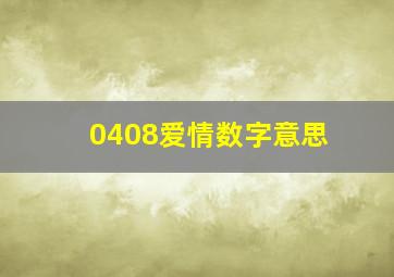 0408爱情数字意思