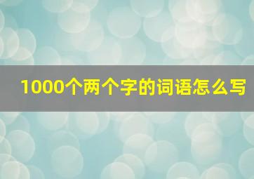 1000个两个字的词语怎么写