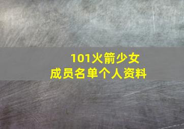 101火箭少女成员名单个人资料