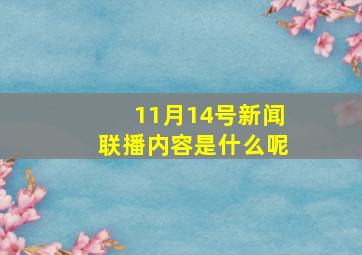 11月14号新闻联播内容是什么呢