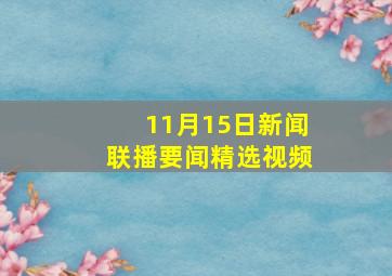 11月15日新闻联播要闻精选视频