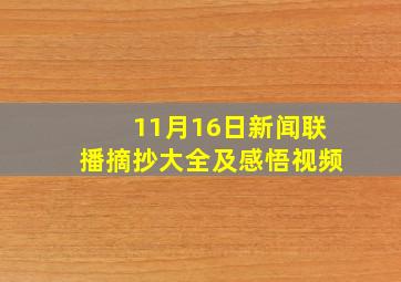 11月16日新闻联播摘抄大全及感悟视频