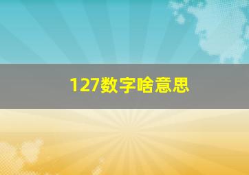 127数字啥意思