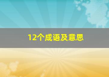 12个成语及意思