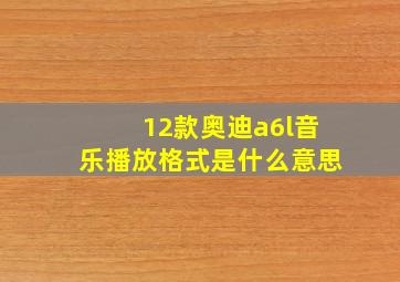 12款奥迪a6l音乐播放格式是什么意思