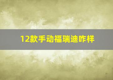 12款手动福瑞迪咋样