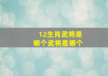 12生肖武将是哪个武将是哪个