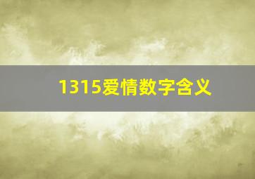 1315爱情数字含义