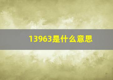 13963是什么意思