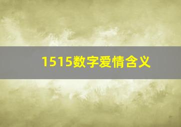 1515数字爱情含义