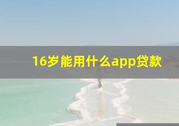 16岁能用什么app贷款