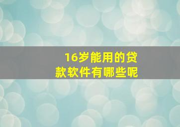 16岁能用的贷款软件有哪些呢