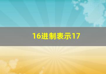 16进制表示17