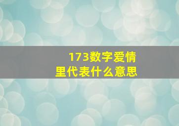 173数字爱情里代表什么意思