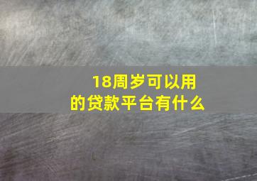 18周岁可以用的贷款平台有什么