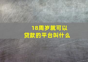 18周岁就可以贷款的平台叫什么