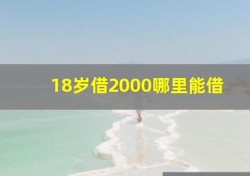 18岁借2000哪里能借