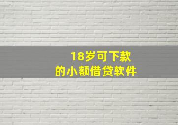 18岁可下款的小额借贷软件