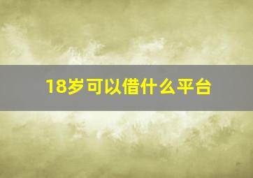 18岁可以借什么平台