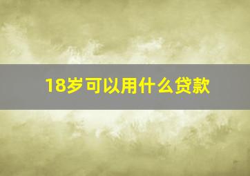 18岁可以用什么贷款