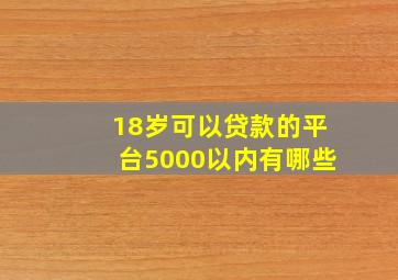 18岁可以贷款的平台5000以内有哪些