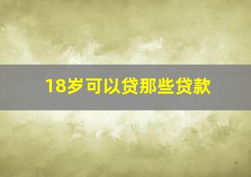 18岁可以贷那些贷款