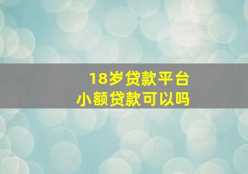 18岁贷款平台小额贷款可以吗