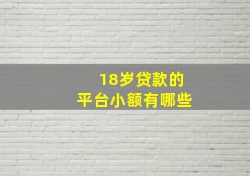 18岁贷款的平台小额有哪些