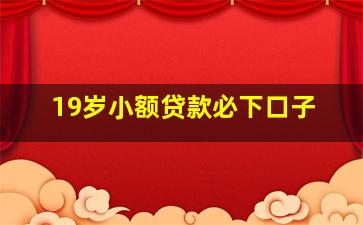 19岁小额贷款必下口子