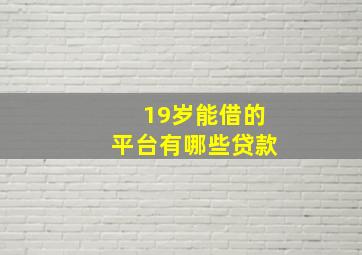 19岁能借的平台有哪些贷款