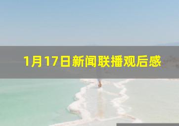 1月17日新闻联播观后感