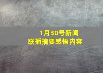 1月30号新闻联播摘要感悟内容