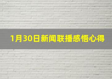 1月30日新闻联播感悟心得