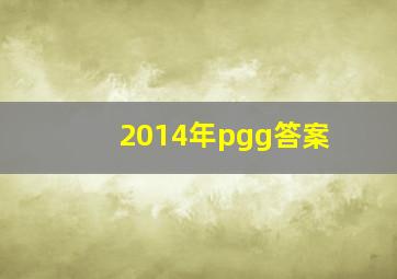 2014年pgg答案