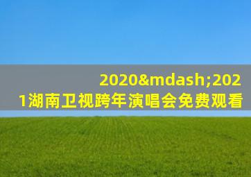 2020—2021湖南卫视跨年演唱会免费观看