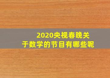 2020央视春晚关于数学的节目有哪些呢