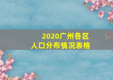 2020广州各区人口分布情况表格