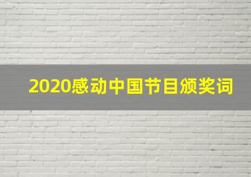 2020感动中国节目颁奖词