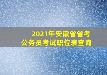 2021年安徽省省考公务员考试职位表查询