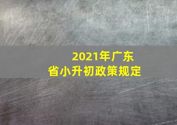 2021年广东省小升初政策规定