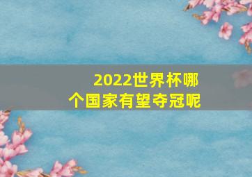 2022世界杯哪个国家有望夺冠呢