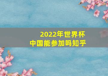 2022年世界杯中国能参加吗知乎