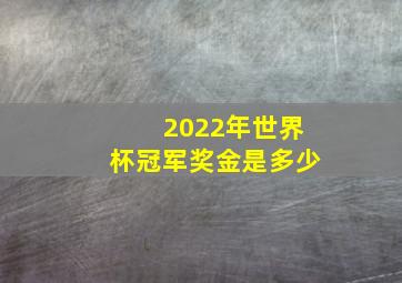 2022年世界杯冠军奖金是多少