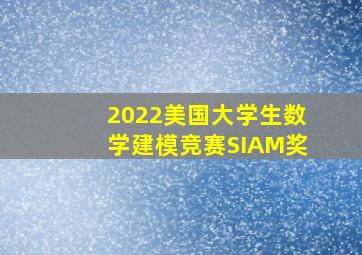 2022美国大学生数学建模竞赛SIAM奖