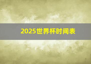 2025世界杯时间表