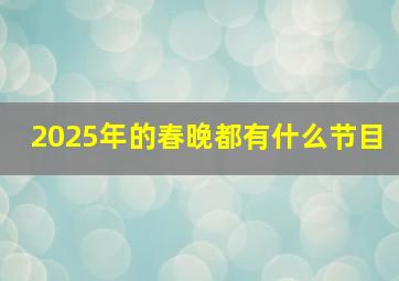 2025年的春晚都有什么节目