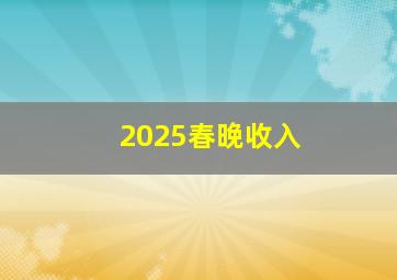 2025春晚收入