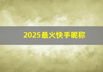 2025最火快手昵称