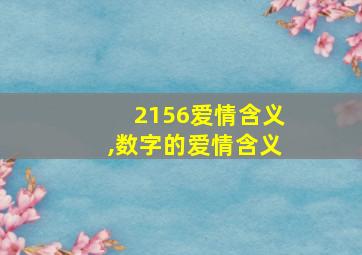 2156爱情含义,数字的爱情含义