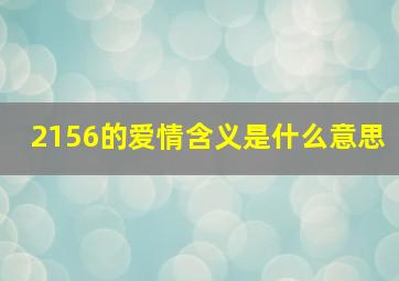 2156的爱情含义是什么意思